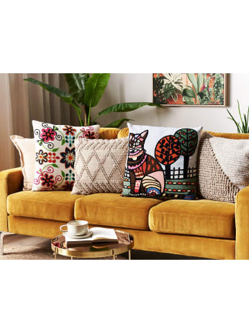 Beliani Dekokissen MEHSANA in Bunt/Weiß/Schwarz - (W) 50 x (H) 10 x (L) 50 cm