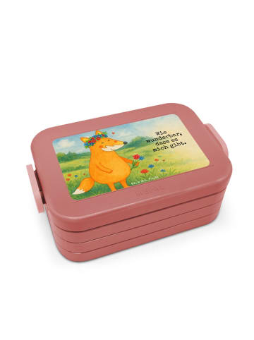 Mr. & Mrs. Panda MEPAL Bentobox Fuchs Blumen Design mit Spruch in Rot Pastell