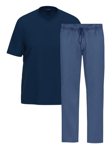Ammann Schlafanzug Night & Home Cotton in Blau