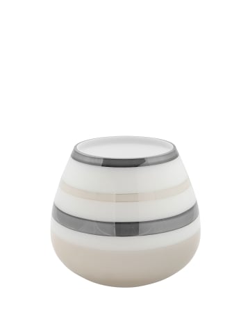 Fink Vase "Lapaz" in Grau/ Greige/ Weiß - H. 19 cm - B. 21,8 cm