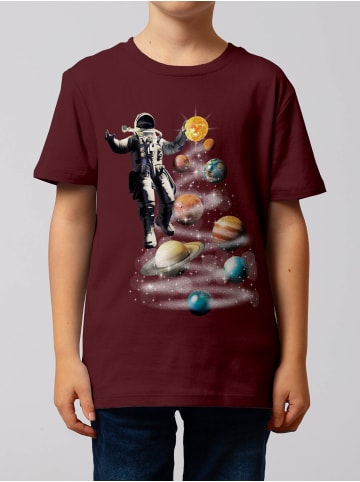 wat? Apparel T-Shirt Weltraumreise in Weinrot