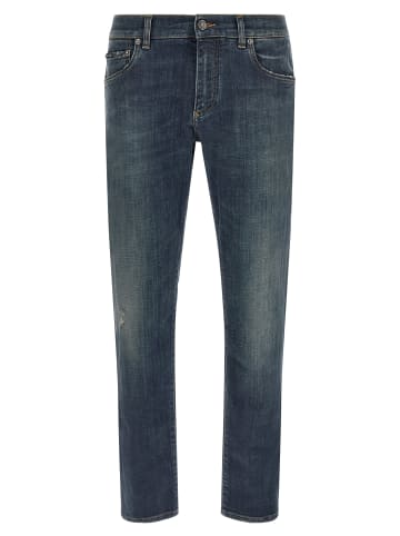 Dolce & Gabbana Blau Baumwolle Straight-Leg Jeans