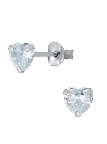 schmuck23 Silber Ohrringe 925 Zirkonia Herz 0,7 cm x 0,8 cm