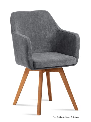 58 aufm Kessel ARMLEHNSTUHL (2er-Set) Dolli 57x87x60 Eiche geölt/Grau