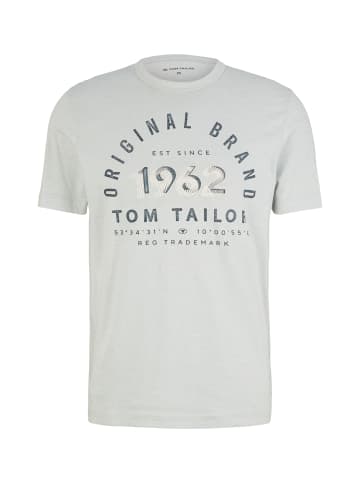 Tom Tailor Gestreiftes Shirt Rundhals Bedrucktes T-Shirt mit Print in Weiß