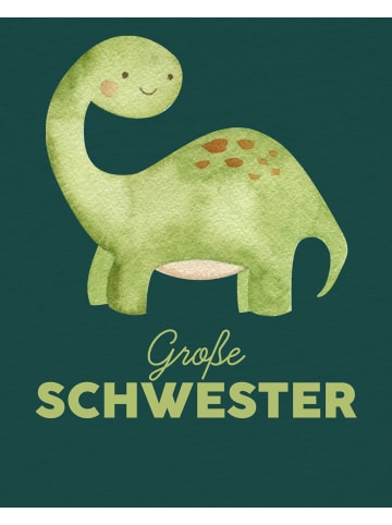 wat? Apparel T-Shirt Dinosaurier 04 Große Schwester in Dunkelgrün