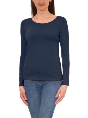 Alkato Alkato Damen Langarm Shirt mit O-Ausschnitt in dunkelblau
