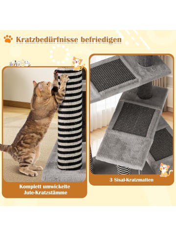 COSTWAY 2 in 1 Kratzbaum Hundetreppe 93 cm in Grau