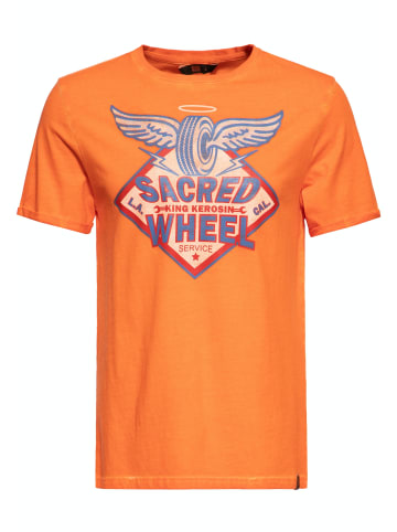 King Kerosin King Kerosin Oil Washed T-Shirt Sacred Wheel in orange