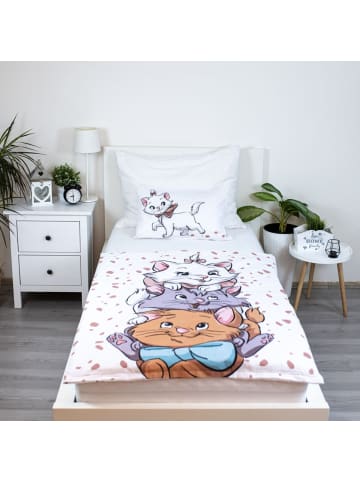 Disney Marie Cat "Friends" Bettwäsche-Set für Kinderbett 100x135 cm + 40x60 in Weiß