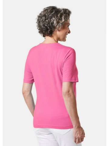 GOLDNER Kurzgröße:  T-Shirt Basic Baumwollshirt mit kurzem Arm in pink