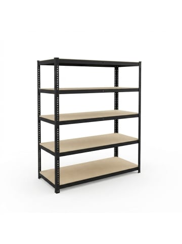 relaxdays Schwerlastregal in Schwarz/ Braun - (B)100 x (H)180 x (T)40 cm
