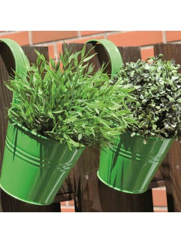 Siena Garden Blumentopf mit Halter, Zinkblech in grün