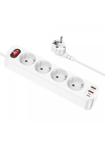 HOCO HOCO 4-fach Steckdosenleiste + 2 x USB QC3.0 18W + Typ C PD 20W in Weiß