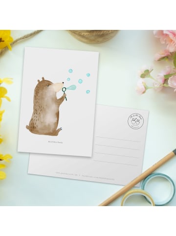 Mr. & Mrs. Panda Ansichtskarte Bär Seifenblasen ohne Spruch in Weiß