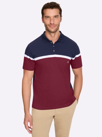 WITT WEIDEN Kurzarm-Poloshirt in marine-dunkelrot