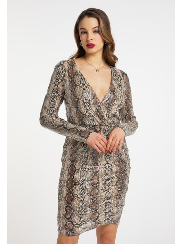 faina Damen Abendkleid Mit Pailletten in Beige