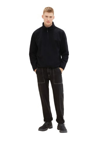 TOM TAILOR Denim Pullover FLEECE SWEAT in Schwarz