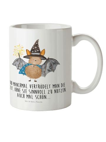Mr. & Mrs. Panda Kindertasse Fledermaus Zauberer mit Spruch in Weiß
