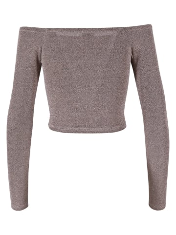 Urban Classics Urban Classics Damen Ladies Off Shoulder Glitter Longsleeve in gold