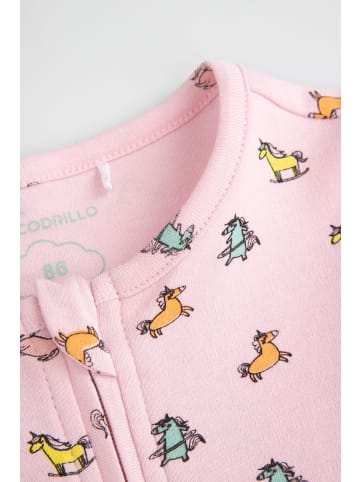 Coccodrillo Baumwollstrampler mit langen Ärmeln in rosa