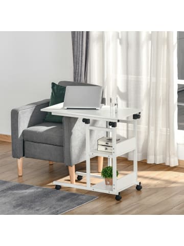 HOMCOM Beistelltisch-80L x 40B x 82H cm-Weiß