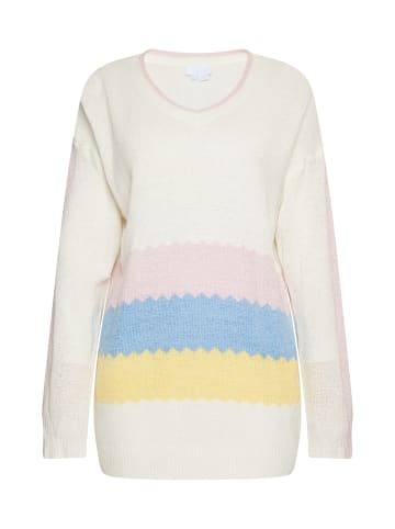 usha BLUE LABEL Strick Pullover in Weiss Rosa Gelb