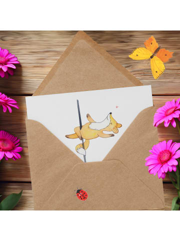 Mr. & Mrs. Panda Klappkarte Fuchs PoledanZeichen mit Spruch in Weiß