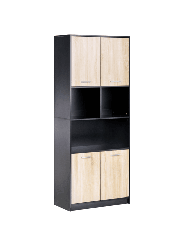 Beliani Bücherregal ZEHNA in Braun/Schwarz - (W) 80 x (H) 197 x (L) 40 cm