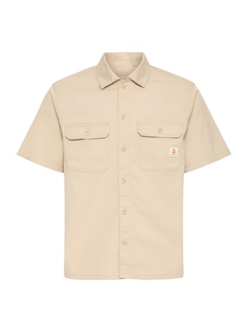 BLEND Kurzarm Hemd Knopfleiste Kentkragen Casual in Beige