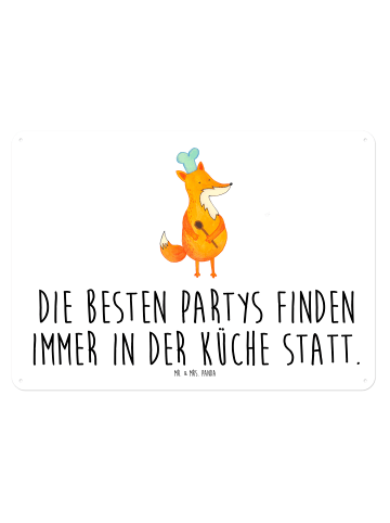Mr. & Mrs. Panda Blechschild Fuchs Koch mit Spruch in Weiß