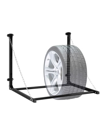 relaxdays Reifenregal Wandmontage in Schwarz