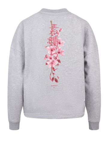 F4NT4STIC Oversize Sweatshirt Kirschblüte Japan in grau meliert