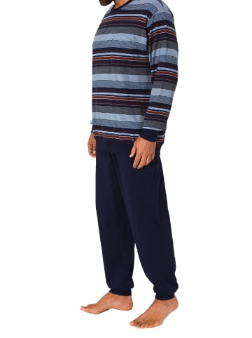 NORMANN langarm Schlafanzug Bündchen Pyjama Streifen - 81241 in braun