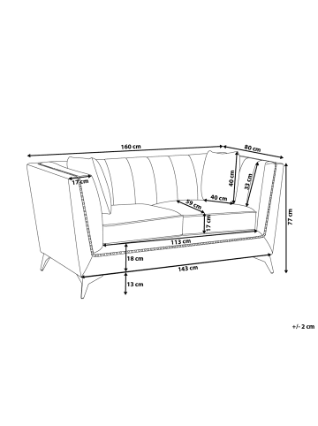 Beliani 3-tlg 2-Sitzer Sofa GAULA in Blau/Silber
