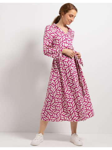 More & More Hemdblusenkleid in graphical leaf print pink hibiscus
