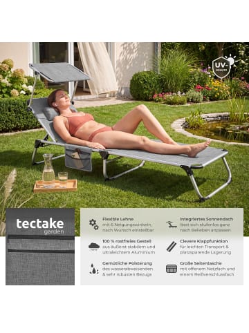 tectake klappbare Aluminium Sonnenliege, 220 x 60,5 x 34 cm, mit Seitentasche