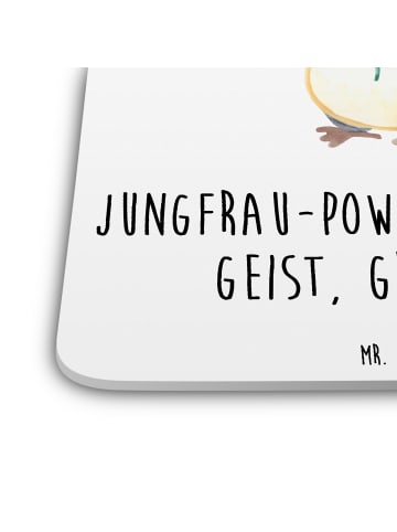 Mr. & Mrs. Panda Bierdeckel Jungfrau Astrologie mit Spruch in Weiß