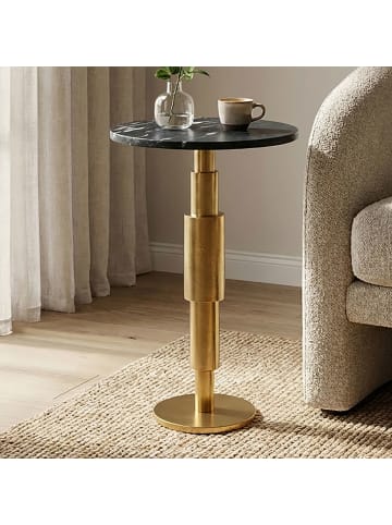 FineBuy Beistelltisch in Schwarz / Marmor / 37x37x59