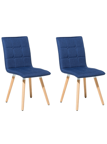 Beliani 2er-Set Esszimmerstuhl BROOKLYN in Blau/Heller Holzfarbton