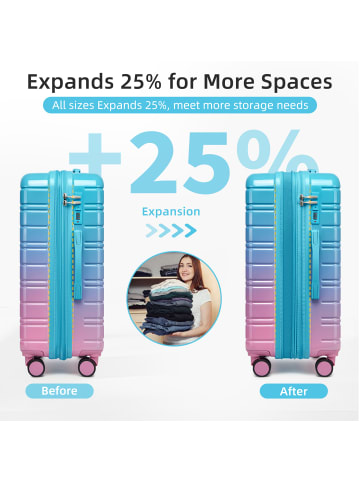 ABRIHOME Koffer set mit Reisetaschen und TSA-Schloss in Blau