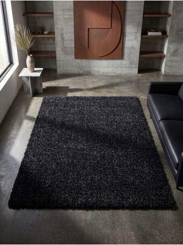 KADIMA DESIGN Teppich Hochflor Shaggy Waschbar Einfarbig RHEIN Strapazierfähig in Anthrazit