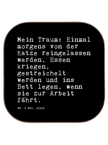 Mr. & Mrs. Panda Bierdeckel Mein Traum: Einmal morgens... mit Sp... in Schwarz