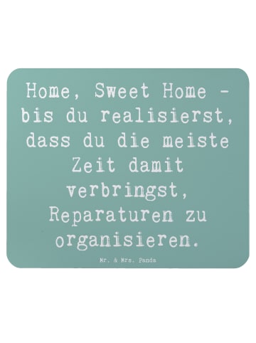 Mr. & Mrs. Panda Mauspad Spruch Geborgenheit im Zuhause mit Spruch in Meeresbrise