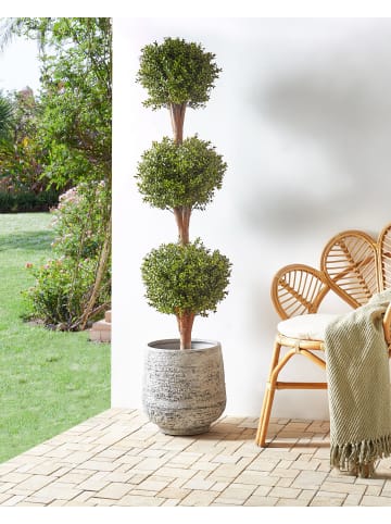 Beliani Kunstpflanze BUXUS BALL TREE in Grün/Schwarz/Braun