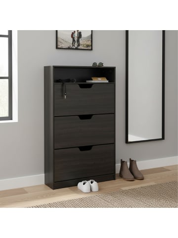 relaxdays Schuhschrank in Grau - (B)60 x (H)140 x (T)24 cm
