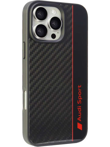 Audi Sport Handyhülle iPhone 16 Pro Max Stoßabsorbierende Hülle schwarz Carbon