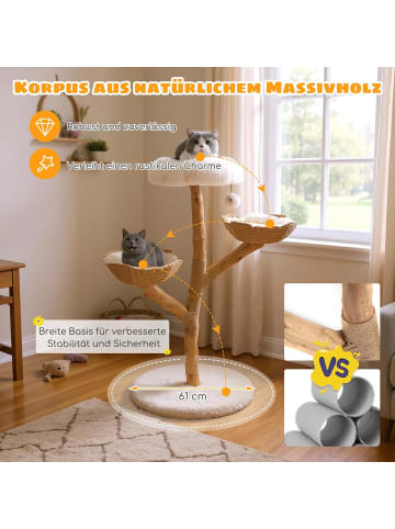 COSTWAY 122 cm Kratzbaum Holz in Weiß