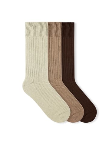 von Jungfeld Socken Merino Set in Beige/Cream/Brown
