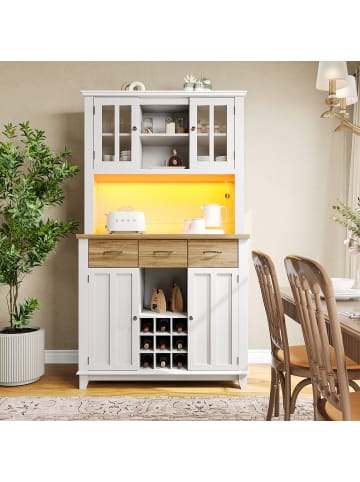 ABRIHOME Küchenschrank in Braun mit LED Beleuchtung 106x40x179.5 cm